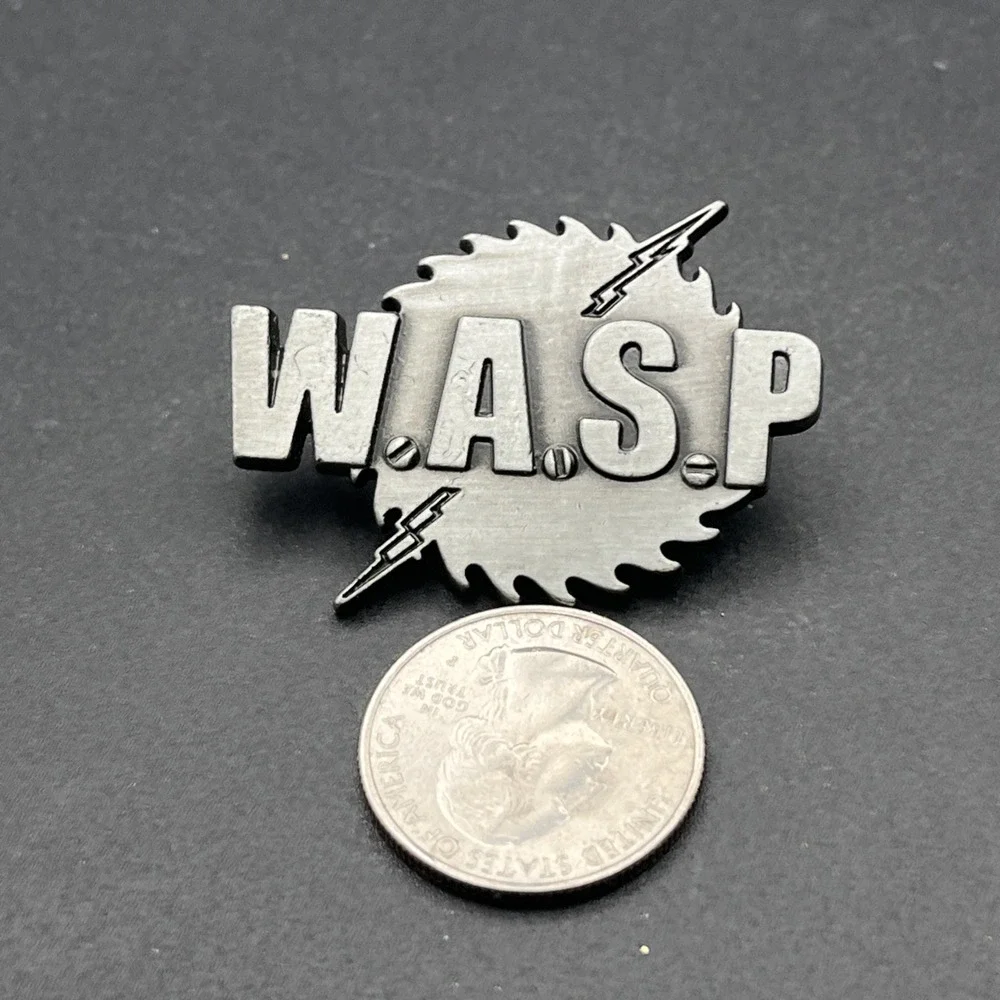 W.A.S.P. Heavy Metal Rock Band Logo Silver Tone Lapel Hat‎ Pin